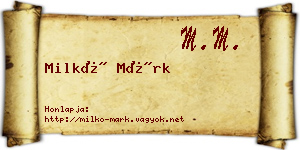 Milkó Márk névjegykártya